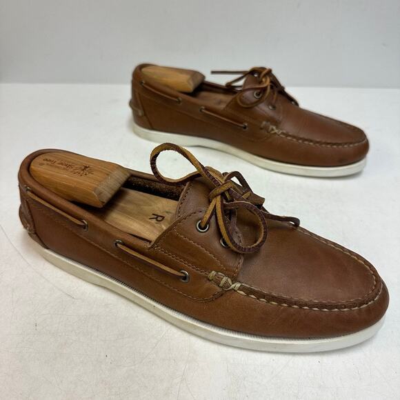VGUC Oak Street Bootmakers Boat Shoe Moccasin Brown Chromexcel Made in USA 9.5 D main image 9